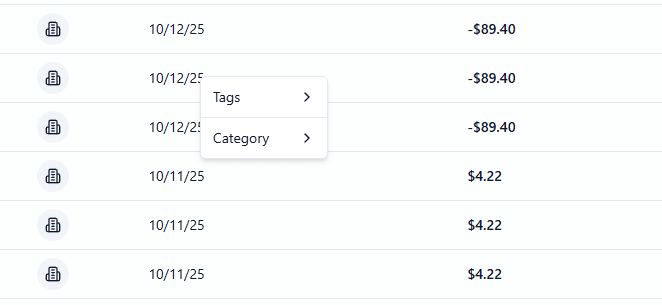 Right-click context menu